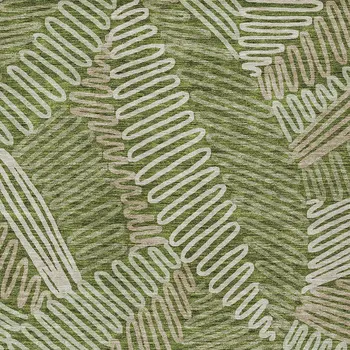 5' X 8' Olive Green Brown And Ivory Floral Washable Indoor Outdoor Area Rug