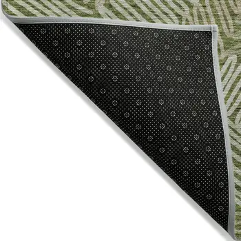 9' X 12' Olive Green Brown And Ivory Floral Washable Indoor Outdoor Area Rug