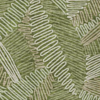 9' X 12' Olive Green Brown And Ivory Floral Washable Indoor Outdoor Area Rug