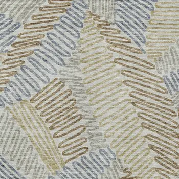 3' X 5' Taupe Gray And Beige Floral Washable Indoor Outdoor Area Rug