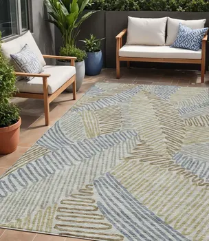 5' X 8' Taupe Gray And Beige Floral Washable Indoor Outdoor Area Rug