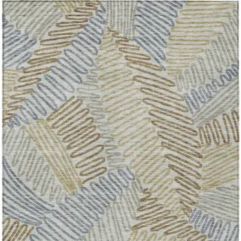 8' X 10' Taupe Gray And Beige Floral Washable Indoor Outdoor Area Rug