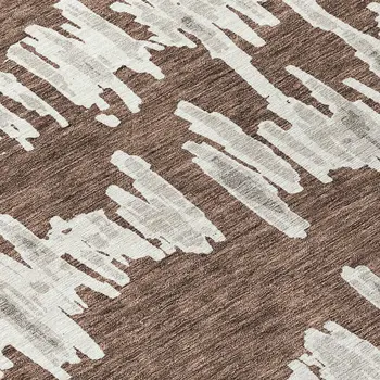 8' Brown Ivory And Gray Round Striped Washable Indoor Outdoor Area Rug