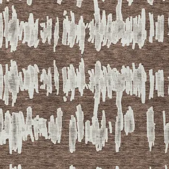 10' X 14' Brown Ivory And Gray Striped Washable Indoor Outdoor Area Rug