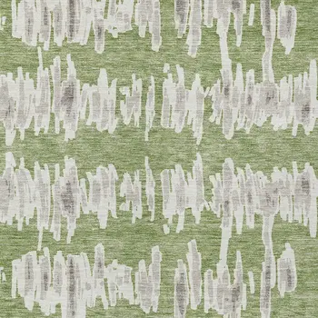 5' X 8' Green Gray And Ivory Striped Washable Indoor Outdoor Area Rug