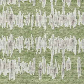 8' X 10' Green Gray And Ivory Striped Washable Indoor Outdoor Area Rug