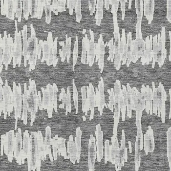 3' X 5' Gray And Ivory Striped Washable Indoor Outdoor Area Rug