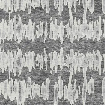 5' X 8' Gray And Ivory Striped Washable Indoor Outdoor Area Rug