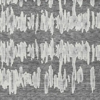 8' X 10' Gray And Ivory Striped Washable Indoor Outdoor Area Rug
