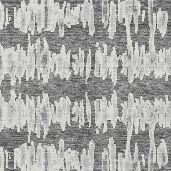 9' X 12' Gray And Ivory Striped Washable Indoor Outdoor Area Rug