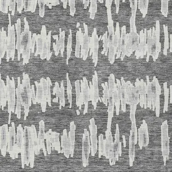 10' X 14' Gray And Ivory Striped Washable Indoor Outdoor Area Rug