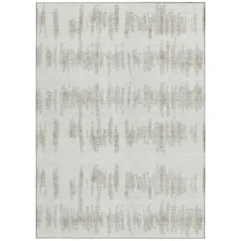 5' X 8' Ivory Brown And Gray Striped Washable Indoor Outdoor Area Rug