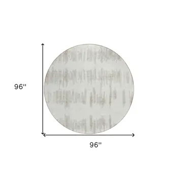 8' Ivory Brown And Gray Round Striped Washable Indoor Outdoor Area Rug
