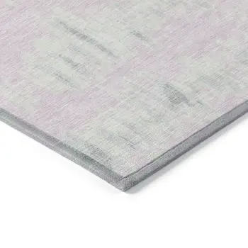 5' X 8' Pink And Gray Striped Washable Indoor Outdoor Area Rug
