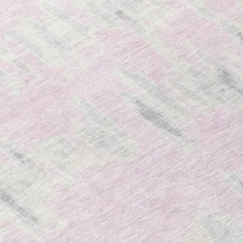 8' Pink And Gray Round Striped Washable Indoor Outdoor Area Rug