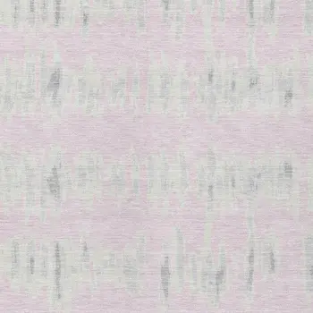 10' X 14' Pink And Gray Striped Washable Indoor Outdoor Area Rug