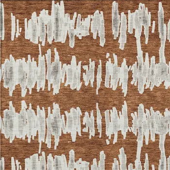5' X 8' Brown And Gray Striped Washable Indoor Outdoor Area Rug