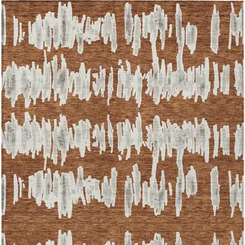 9' X 12' Brown And Gray Striped Washable Indoor Outdoor Area Rug