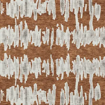 9' X 12' Brown And Gray Striped Washable Indoor Outdoor Area Rug