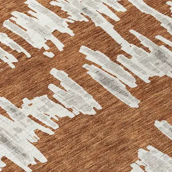 9' X 12' Brown And Gray Striped Washable Indoor Outdoor Area Rug