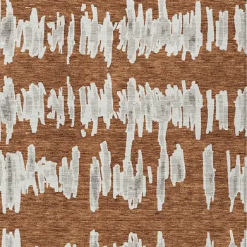 10' X 14' Brown And Gray Striped Washable Indoor Outdoor Area Rug