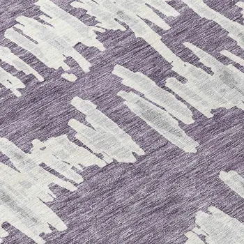 8' Purple And Gray Round Striped Washable Indoor Outdoor Area Rug