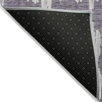 8' X 10' Purple And Gray Striped Washable Indoor Outdoor Area Rug