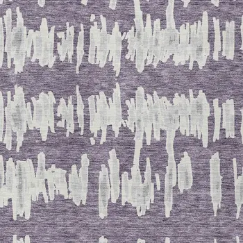 9' X 12' Purple And Gray Striped Washable Indoor Outdoor Area Rug