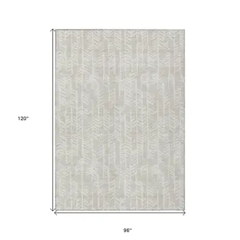 8' X 10' Beige And Ivory Tribal Washable Indoor Outdoor Area Rug