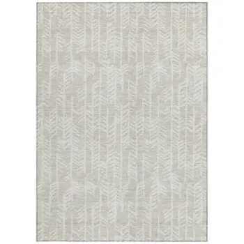 9' X 12' Beige And Ivory Tribal Washable Indoor Outdoor Area Rug