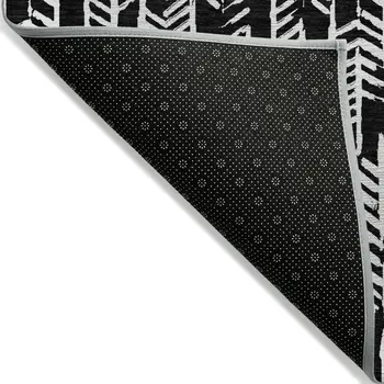 5' X 8' Black And Ivory Tribal Washable Indoor Outdoor Area Rug