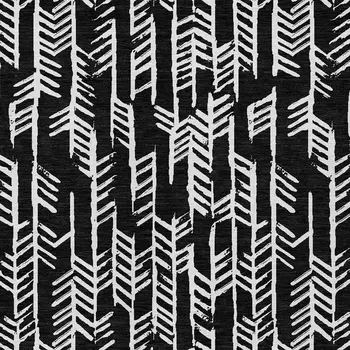 8' X 10' Black And Ivory Tribal Washable Indoor Outdoor Area Rug