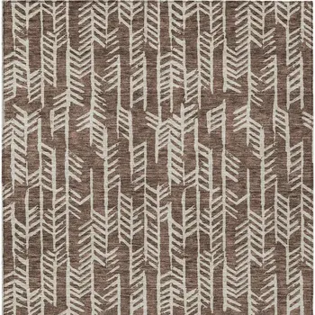 3' X 5' Brown And Beige Tribal Washable Indoor Outdoor Area Rug