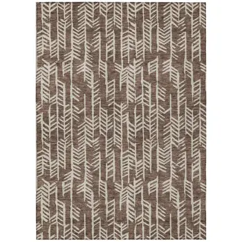 8' X 10' Brown And Beige Tribal Washable Indoor Outdoor Area Rug