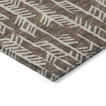8' X 10' Brown And Beige Tribal Washable Indoor Outdoor Area Rug