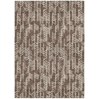 9' X 12' Brown And Beige Tribal Washable Indoor Outdoor Area Rug