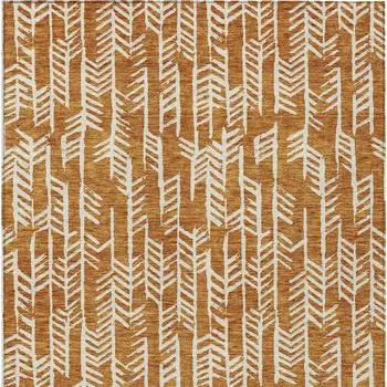3' X 5' Copper And Ivory Tribal Washable Indoor Outdoor Area Rug
