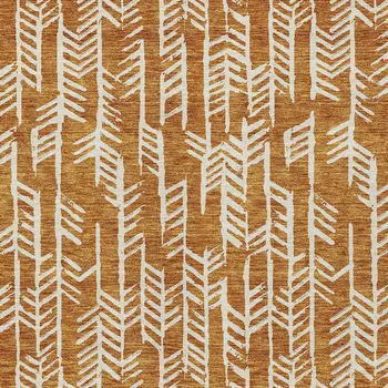 5' X 8' Copper And Ivory Tribal Washable Indoor Outdoor Area Rug