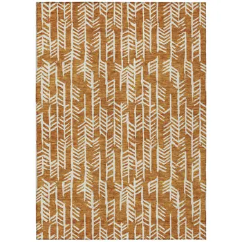 8' X 10' Copper And Ivory Tribal Washable Indoor Outdoor Area Rug