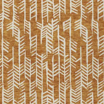 8' X 10' Copper And Ivory Tribal Washable Indoor Outdoor Area Rug