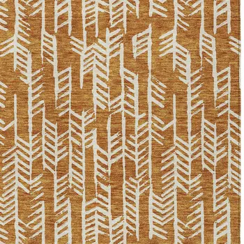 9' X 12' Copper And Ivory Tribal Washable Indoor Outdoor Area Rug