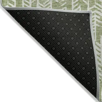 3' X 5' Green And Ivory Tribal Washable Indoor Outdoor Area Rug