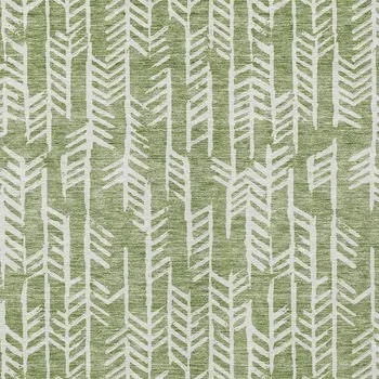 5' X 8' Green And Ivory Tribal Washable Indoor Outdoor Area Rug