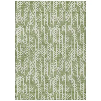 8' X 10' Green And Ivory Tribal Washable Indoor Outdoor Area Rug