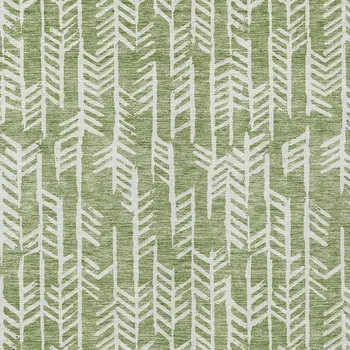 9' X 12' Green And Ivory Tribal Washable Indoor Outdoor Area Rug