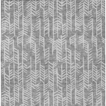 3' X 5' Gray And Silver Tribal Washable Indoor Outdoor Area Rug