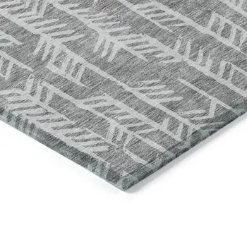 10' X 14' Gray And Silver Tribal Washable Indoor Outdoor Area Rug
