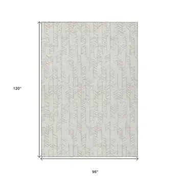 8' X 10' Ivory And Beige Tribal Washable Indoor Outdoor Area Rug