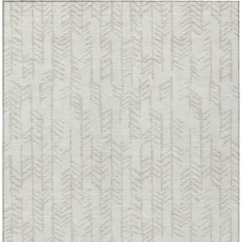 10' X 14' Ivory And Beige Tribal Washable Indoor Outdoor Area Rug