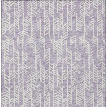 5' X 8' Lavender And Ivory Tribal Washable Indoor Outdoor Area Rug